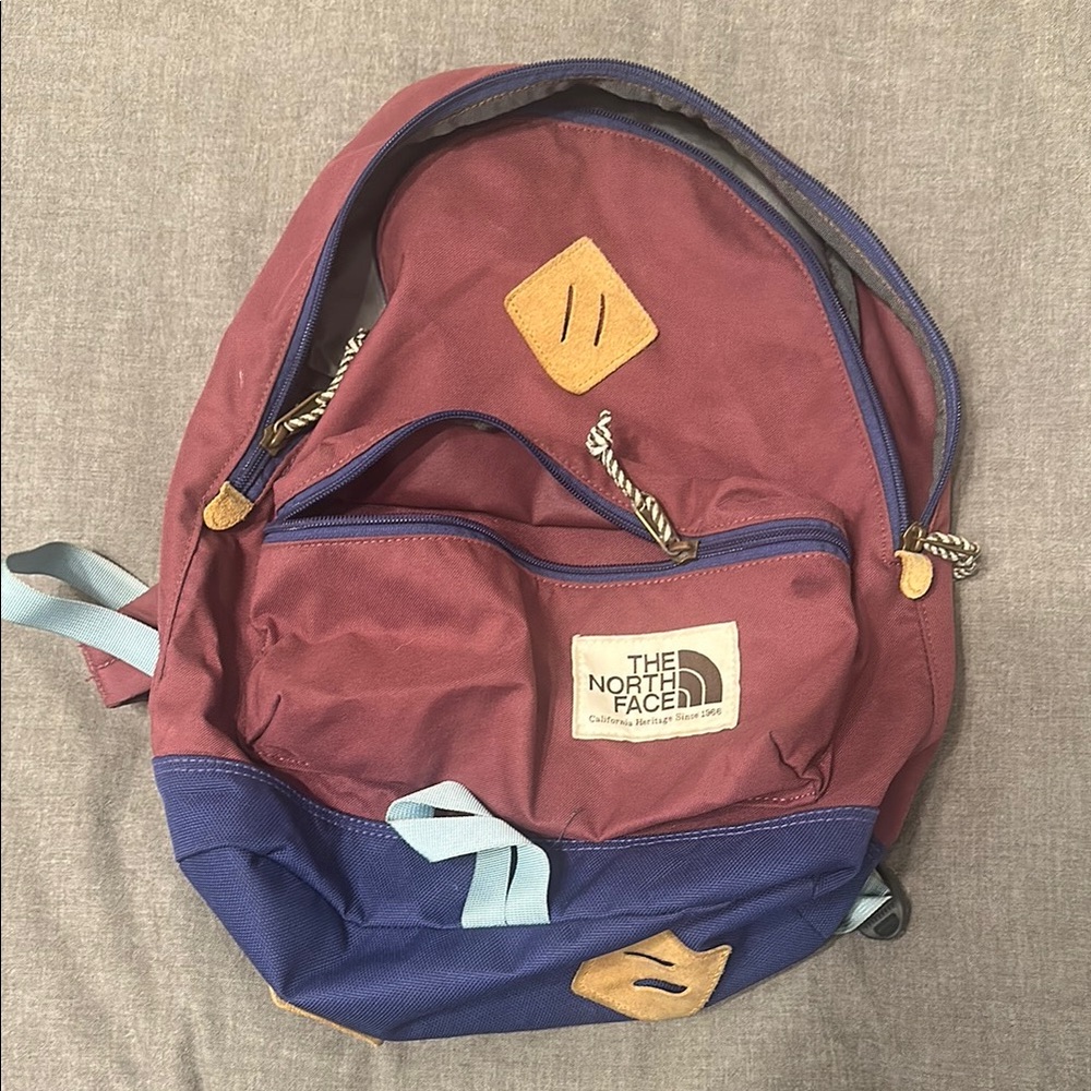 The North Face Burgundy and Navy Backpack